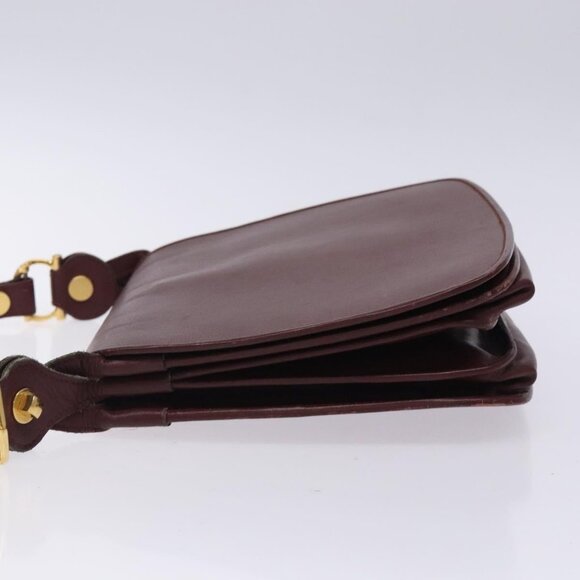 CARTIER Must Line Shoulder Bag Leather Bordeaux Gold Auth - Picture 11 of 15